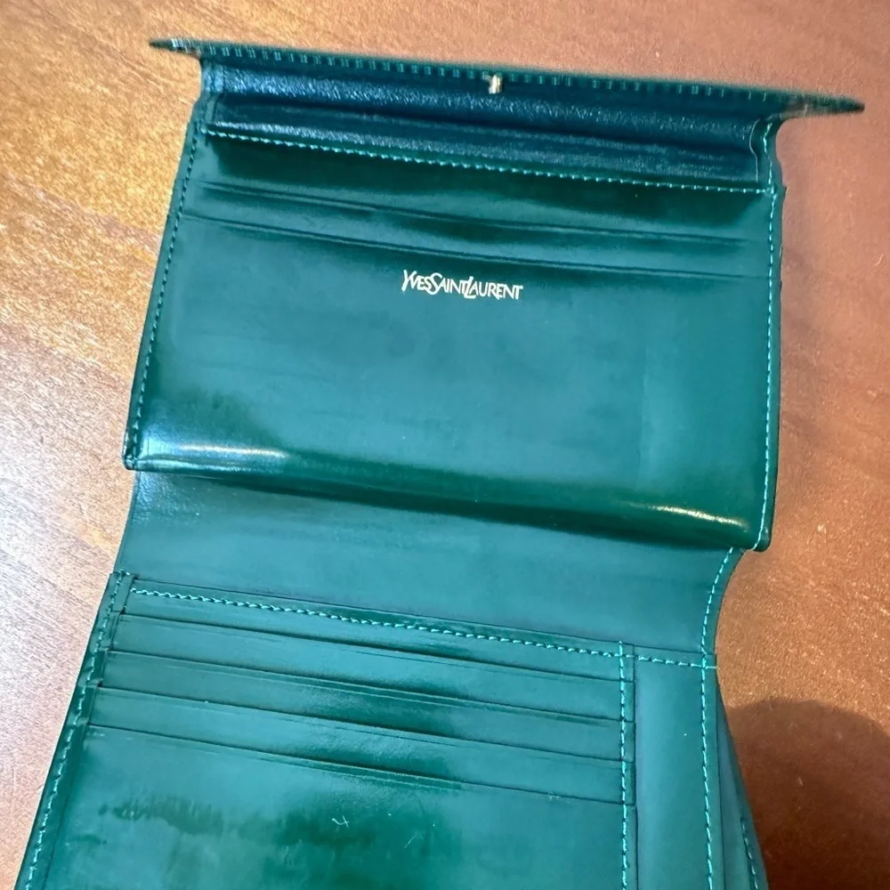 Yves Saint Laurent Green Leather Clutch